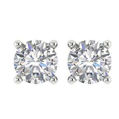 Solitär Ohrstecker SI1 G 0,45 Karat rund Diamant Schraubverschluss 14K Weißgold