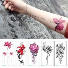 Colorful Flower Tattoo Women Waterproof Temporary Black Tattoo Sticker Body Ar  