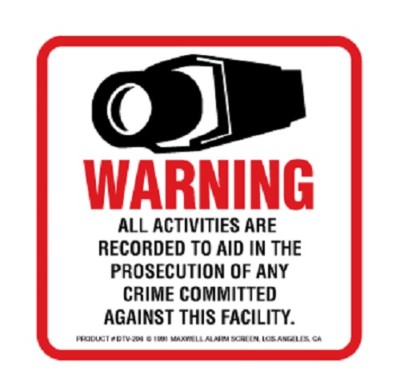 CCTV WARNING DECALS-PACK OF 10, 4'' Decals-#DTV204
