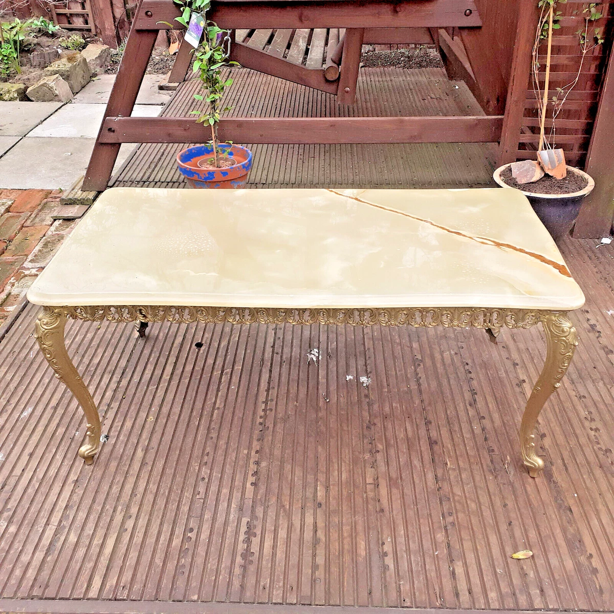 Marble coffee table cheap with brass legs