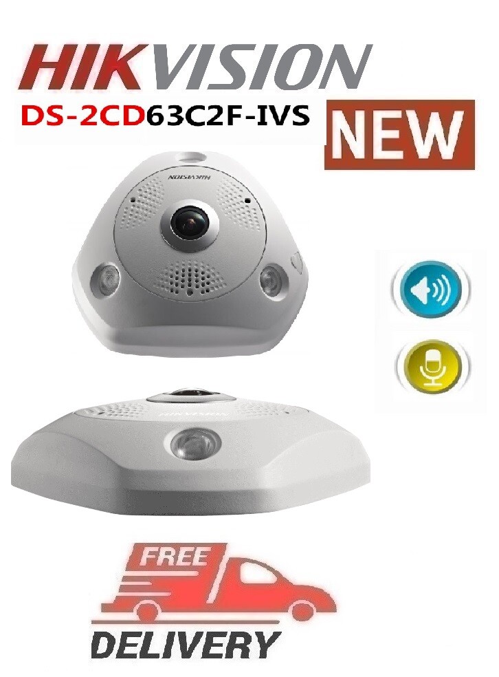 Hikvision fisheye DS-2CD63C2F-IVS 12MP IR Network 360-degree