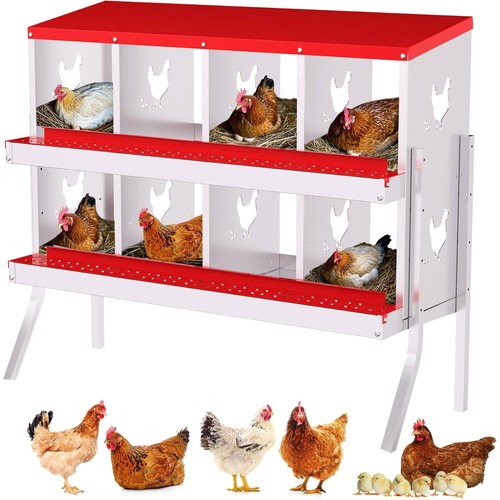 6/8/10 Holes Chicken Nesting Boxes Coop Metal Chicken Egg Laying Box Red &Green