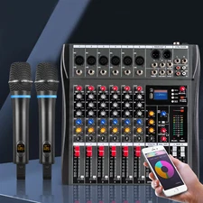 Professional Digital 6Channel Bluetooth Live Studio Audio Mixer Power Mixing USB