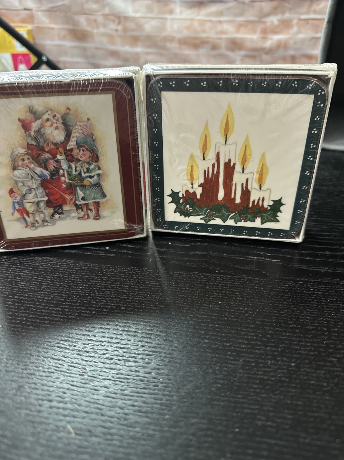 Pimpernel Deluxe Finish Father Xmas & Xmas Candles New Set Of 6 Sealed Coasters eBay