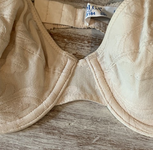 Vintage Olga Demi Underwire Bra 34C Nude Sheer Tapestry 33184 NEW - Picture 10 of 12