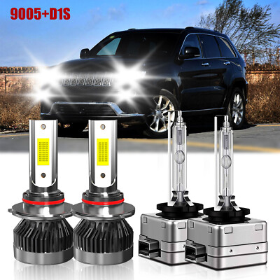 For Jeep Grand Cherokee 2009-2012 HID 4Pcs LED Headlight Bulb High/Low Beam Kit