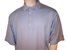 Robert Bryan XL Blue Stripe Cotton Golf Shirt Essex County Logo Made in USA