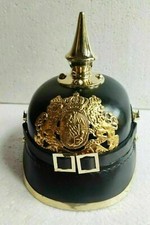 Pointe à vis de casque allemand en cuir Pickelhaube armure de collection en l...