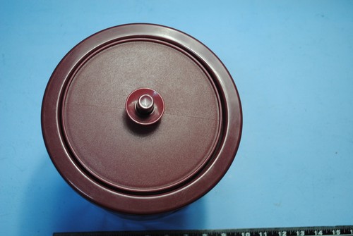 Vintage Tupperware Ice Bucket Deep Burgandy Push Button Lid - Picture 2 of 8