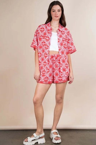 VERY J Tropical Printed Shirt Top and Shorts Set - Picture 5 of 8
