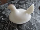 Vintage Small Milk White Glass Hen In Basket Nest Candy Dish 4 3/8 in long