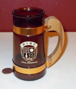 VTG 1970 WIBC Tulsa Oklahoma MUG Tankard SIESTA WARE Bowling Glass Copper ^