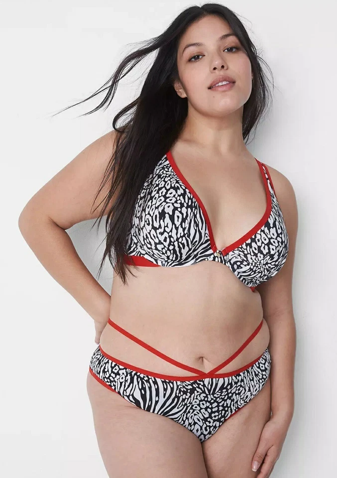 Sexy Panty Tanga Lane Bryant Microfibra Estampado Animal Tirantes Talla Grande 18/20 Foto 2 de 4