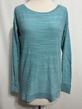 Ann Taylor LOFT Drop-Shoulder Crew Neck Sweater/Knit Top Caribbean Blue Size S