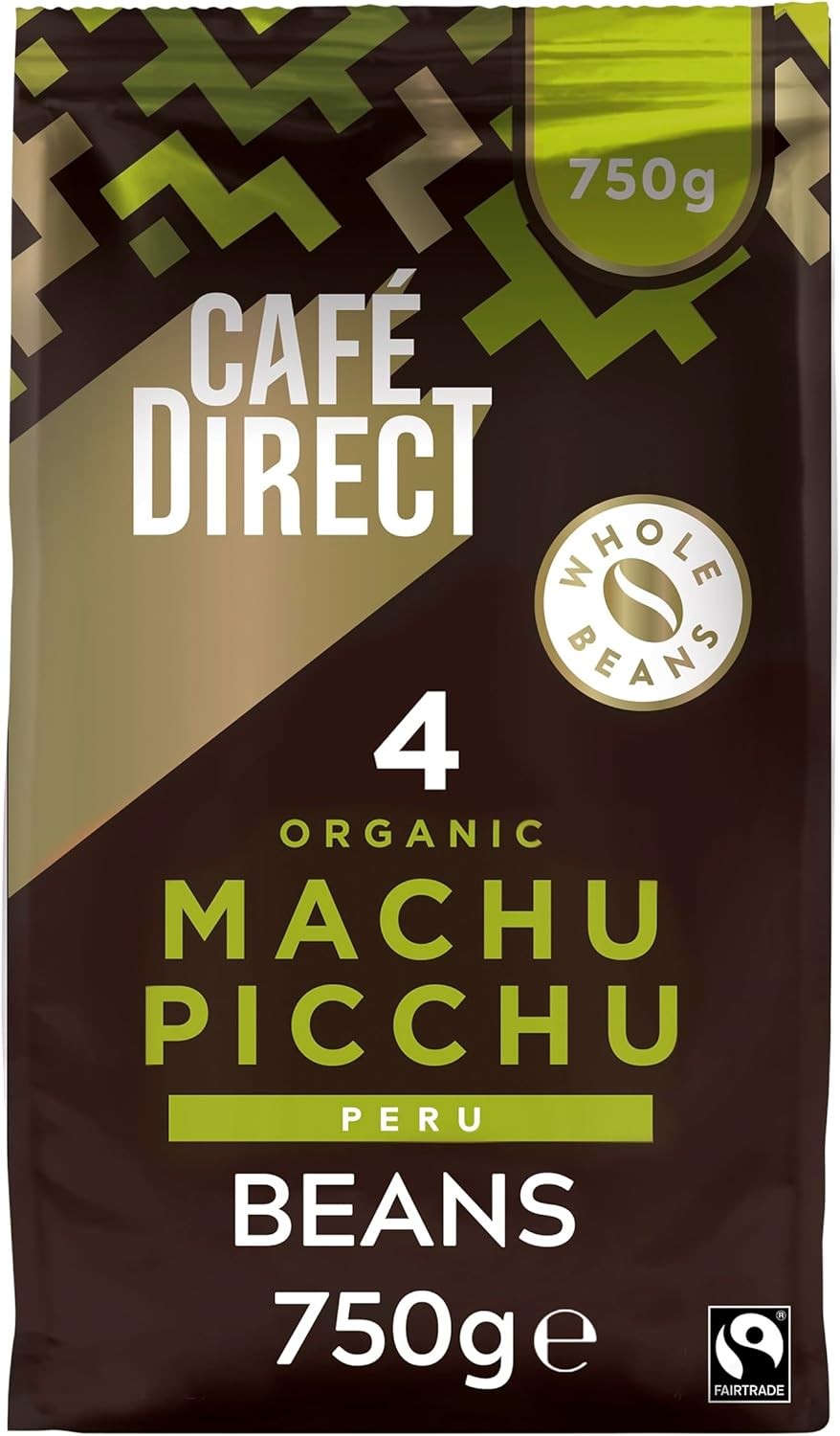 Cafédirect Machu Picchu Coffee Beans, Medium-Dark Roast, Organic and Fairtrade