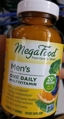 MegaFood Men s ONE DAILY Multivitamin- 72 Tablets BB:: 3 /2026