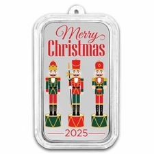 2025 1 oz Silver Colorized Bar - Merry Christmas Nutcrackers