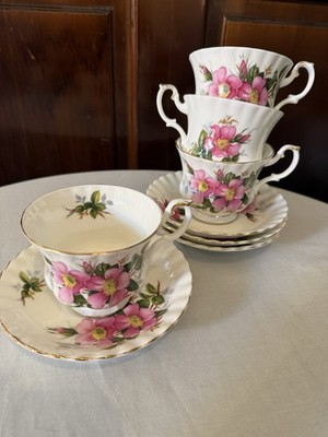 Royal Albert Prairie Rose - Set of 4 Cups and Saucers