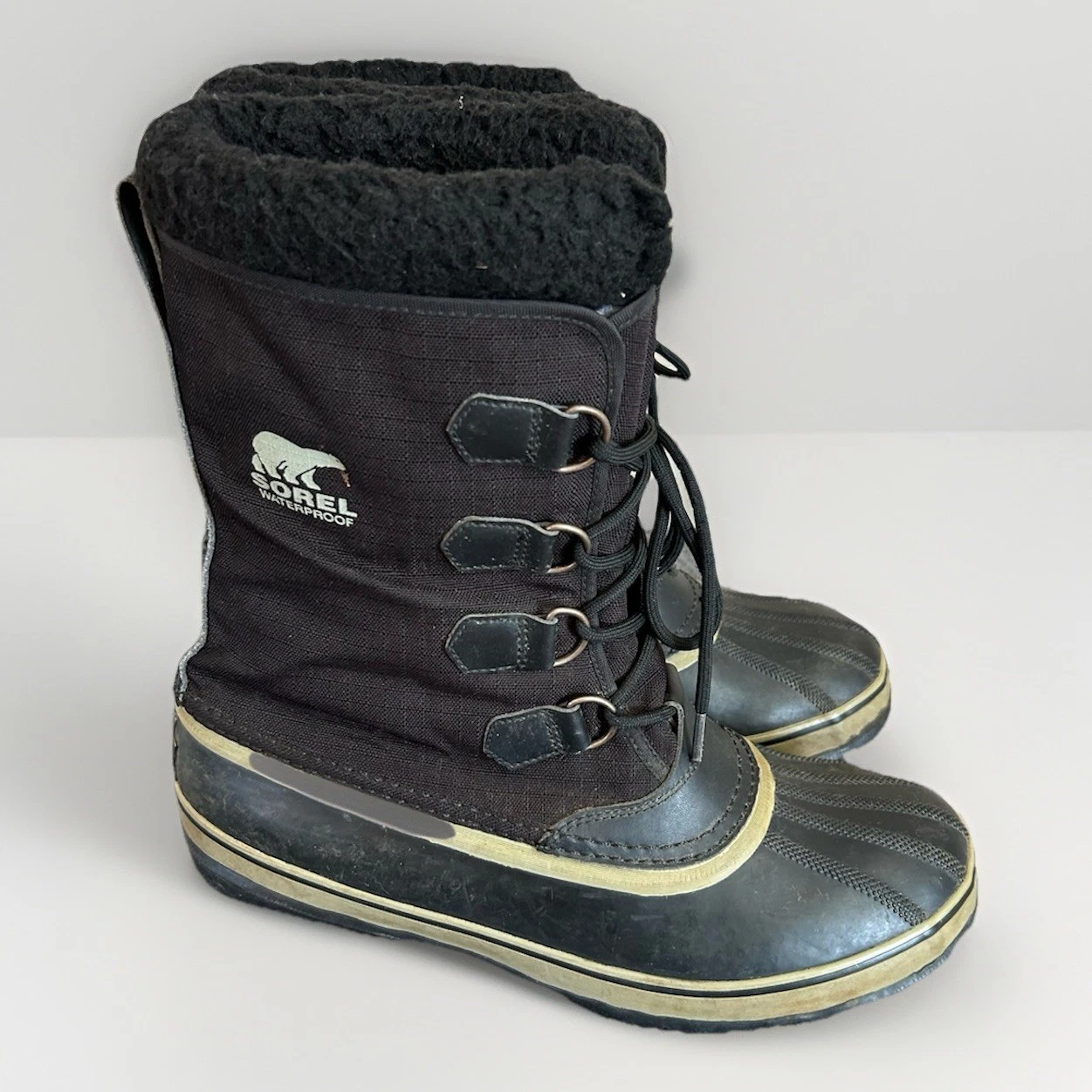 Sorel 1964 Pac Nylon Snow Waterproof Boots UK 11 45 Duck NM1440-011 Black