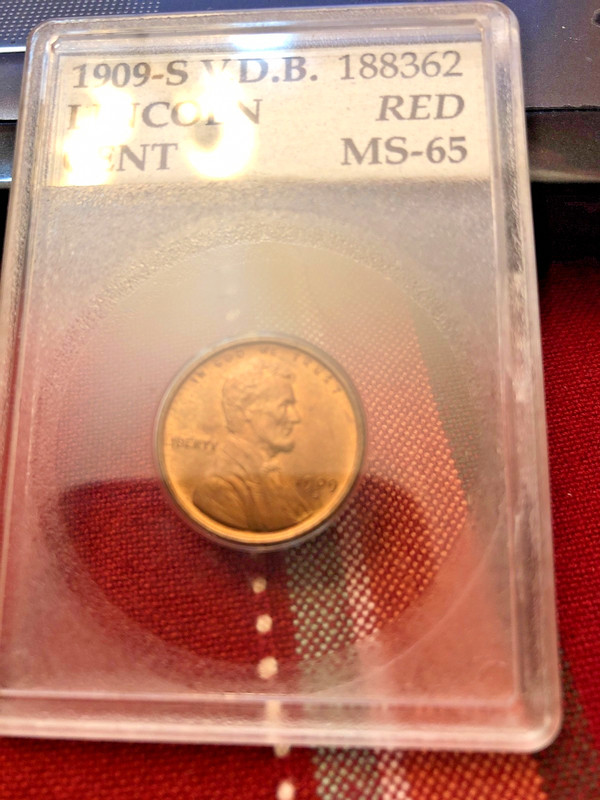 1909 S VDB Lincoln Wheat Copper Cent 1C ACCUGRADE MS 65 RED