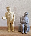 Vintage Marx Mechanic Service Station Toy Figures 2.25" & 1.75" --FREE SHIPPING-