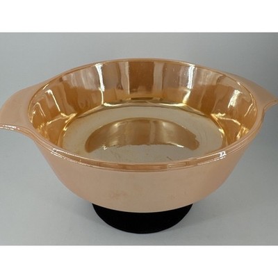 Anchor Hocking Fire King MCM 1.5 QT Casserole Dish 437 Gold Peach Luster VTG