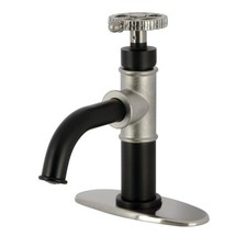 Kingston Brass Fuller matte black / polished nickel faucet w/drain MSRP 650