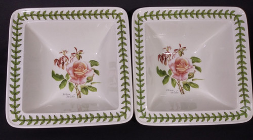 PORTMEIRION BOTANIC ROSES SQUARE SALAD BOWL 8.5" SET OF 2
