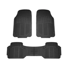 Car Floor Mats All Weather Rubber Heavy Duty Universal Fit 3pc Full Set Black