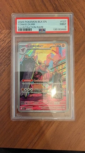 PSA9 Pokémon 2025 Conkeldurr Illustration Rare 127/086