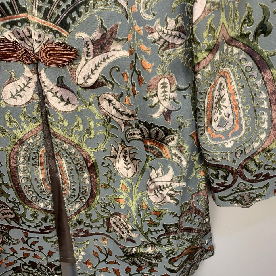 Chaqueta Larga Soft Surroundings Burnout Terciopelo Satinado Bordada Floral Paisley S Foto 4 de 4