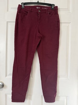 Style & Co Women's Size 12 Curvy Skinny Leg Mid Rise Pants Burgundy 