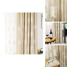 Vogol 2 Panels Floral Embroidered Grommet Curtains Faux Linen Thermal Insulated