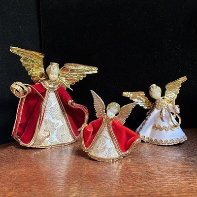 Antique Set 3 KOESTEL Wax Angels Figures West Germany