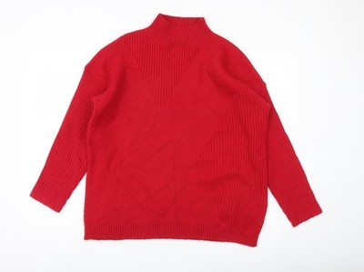 Wallis Damen Pullover rot Stehkragen Rippstrick Größe M