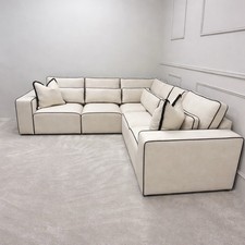 Sloane Corner 5 Seater Sofa | High Back Cushions | Piping Edges | Multiple Color