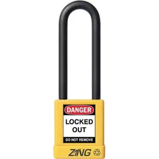 Zing 7054 Lockout Padlock, Keyed Different, Aluminum, Yellow, 3 In Shackle