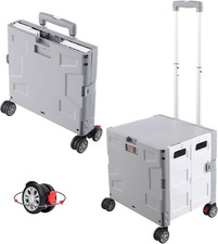 Folding Utility Cart Portable Rolling Crate Handcart W/ Durable Heavy Duty