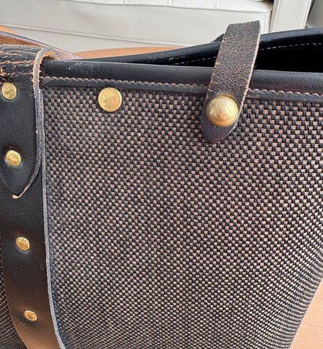 Enid Collins Vintage Jeweled Garden Purse Canvas, Wood, Leather Signed Texas - Picture 12 of 21
