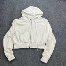 Cropped Zip Up Streetwear White Hoodie Sweatshirt