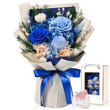 Mothers Day Gift Blue Preserved Flowers Fresh Bouquet For Delivery Prime
