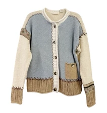 Vintage J Jill Patchwork Grandma Cardigan Sweater Y2K Silk Cottagecore Small