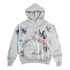 Saint Michael x Dr Woo Graffiti Logo Hooded Sweatshirt Beige Multi