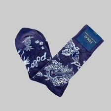 Polo Ralph Lauren mens navy blue tropical cotton blend trouser socks size 10-13