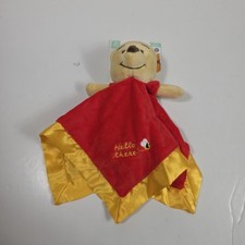 Disney Baby Winnie Pooh Security Blanket Lovey Hello There Bee Yellow Satin Trim