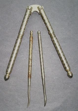 VINTAGE 5" METAL HMQ NUT CRACKER TOOL WITH 2 METAL PICKS!