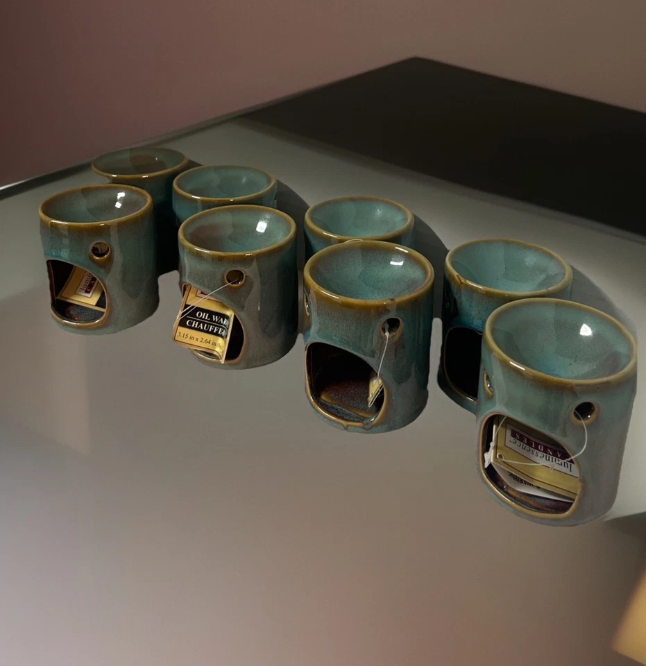 Lot Of 8 Luminessence Candles Glazed Ceramic Oil Warmers Turquoise Ambience NWT - Image 4 of 4