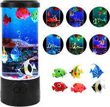 Bubble Aquarium Lamp, Fake Aquarium with 7 Color Lights Fish Lamp Kit with 6 F