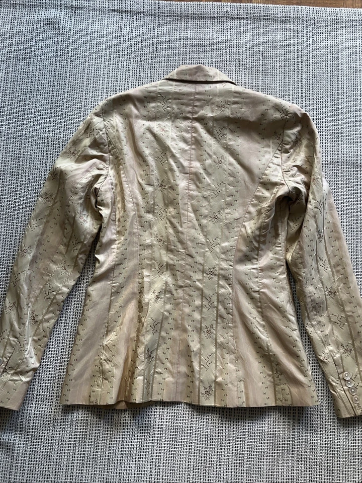 Blazer Polo Ralph Lauren Mujer Seda Floral Rayas Beige Rosa Pico Solapa Talla  Foto 3 de 4