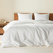 Comfort Spaces White King Comforter Set - 3 Pieces Breathable Waffle Dobby Weave